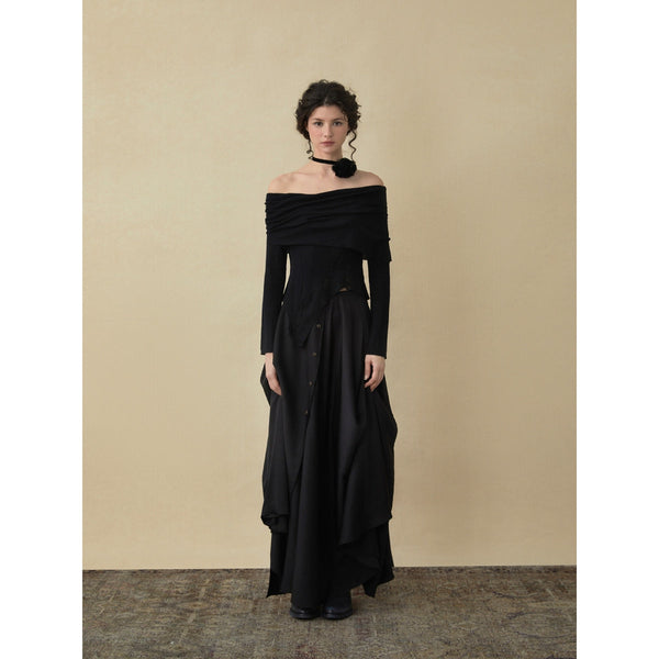 Elywood Black Floral Off-Shoulder Top
