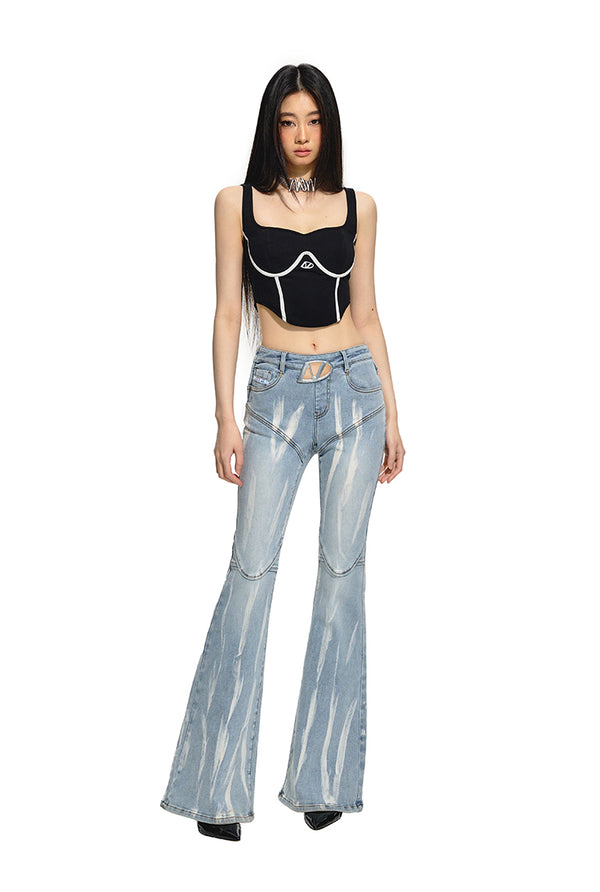 Square Neck Wide Strap Corset Line Tank Top- NAWs
