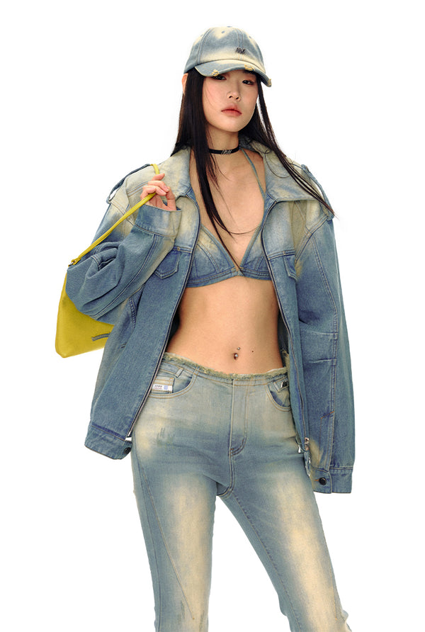 Unisex Loose Fit Vintage Denim Jacket- NAWs