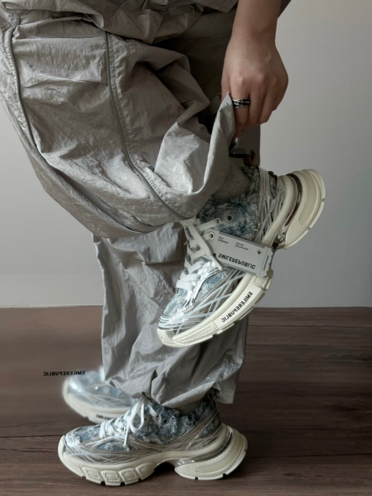 XXXS Denim Blue Silver Slip On Sneaker Canvas Shoes