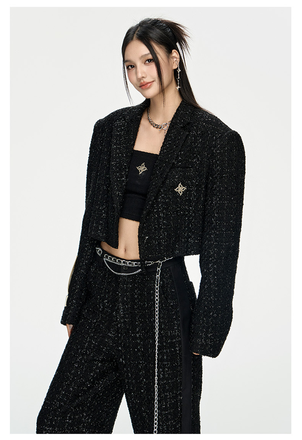 Relaxed Fit Wool Chanel-Inspired Short Blazer