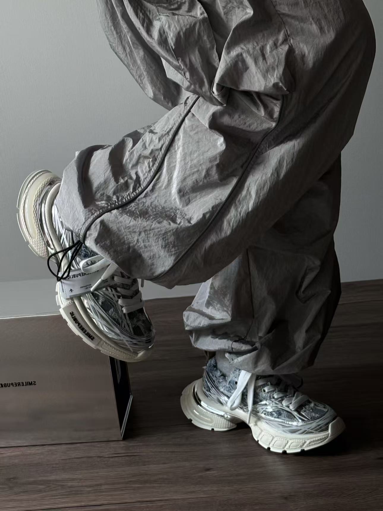 XXXS Denim Blue Silver Slip On Sneaker Canvas Shoes