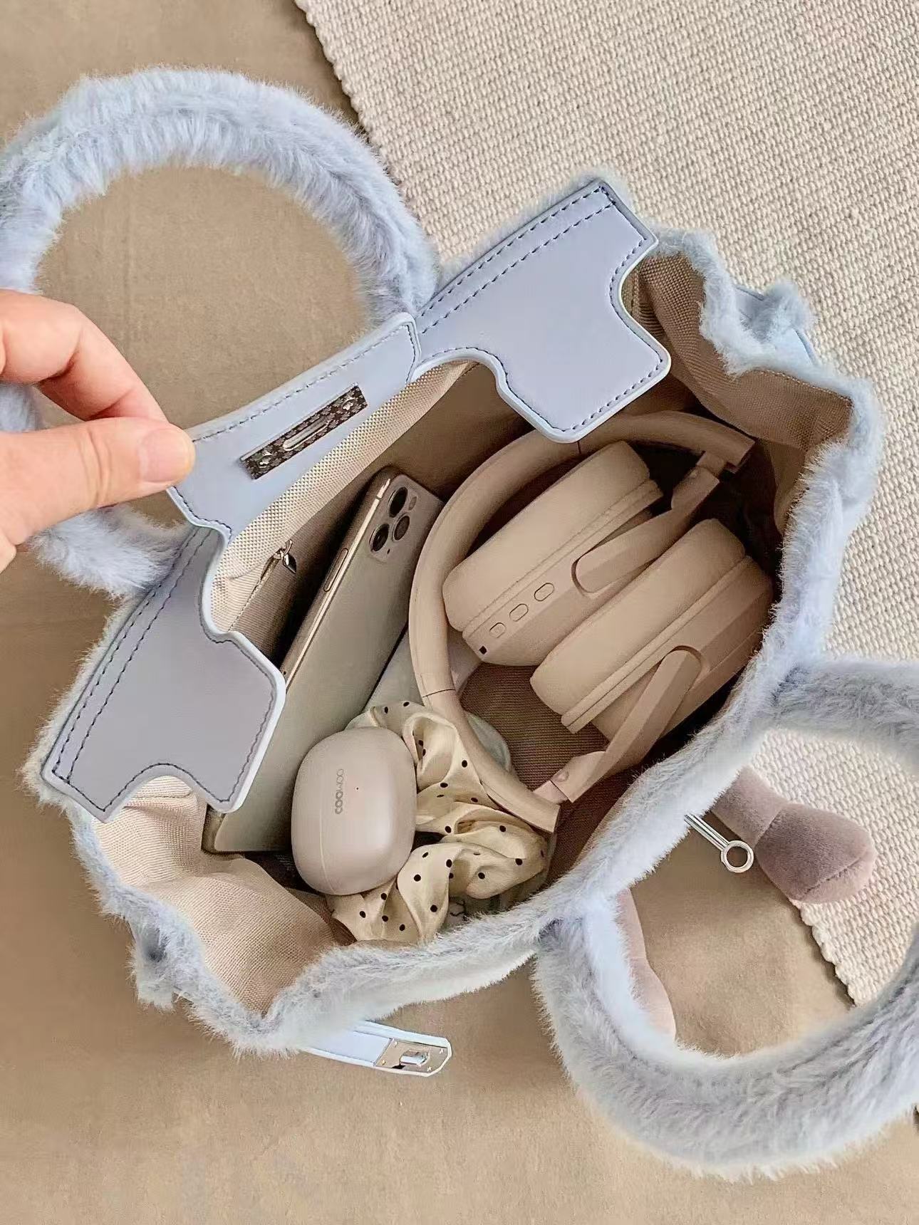 Jelly-Style Fluff Birkin Bag（Plush Handle Version）