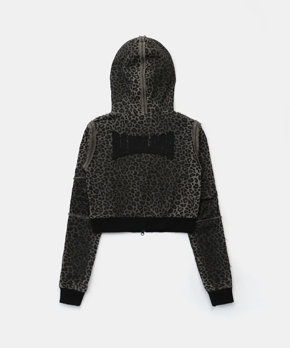 Low Edge Hoodie Slim Fit - Black Leopard