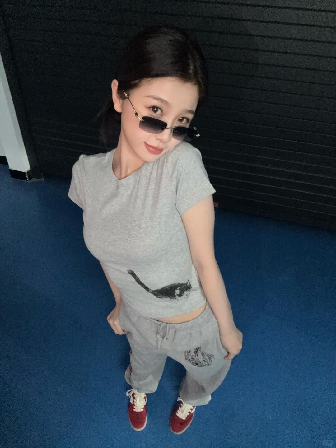 Fitted Kitten Print T-Shirt