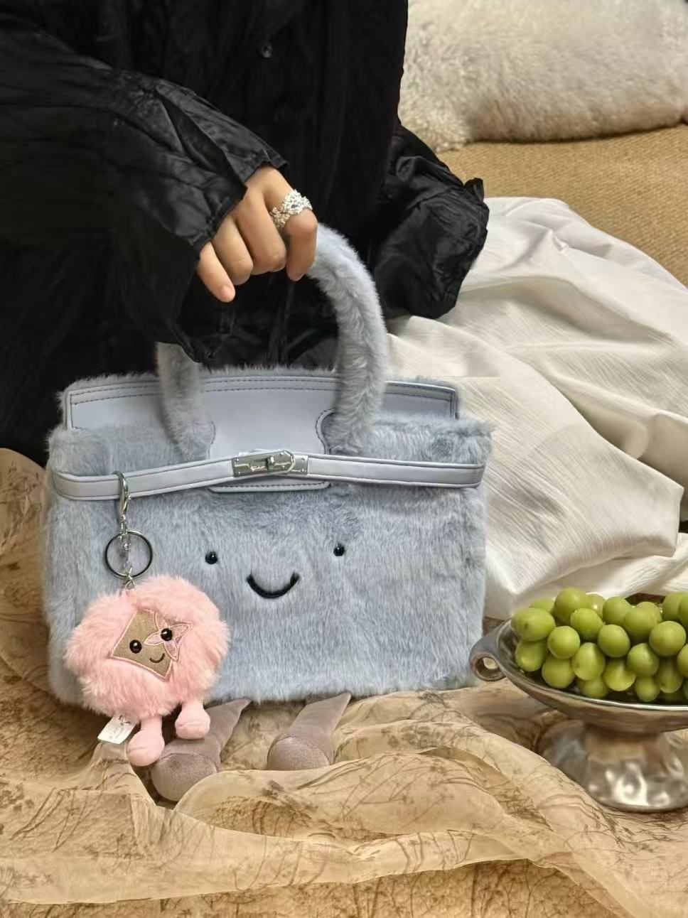 Jelly-Style Fluff Birkin Bag（Plush Handle Version）