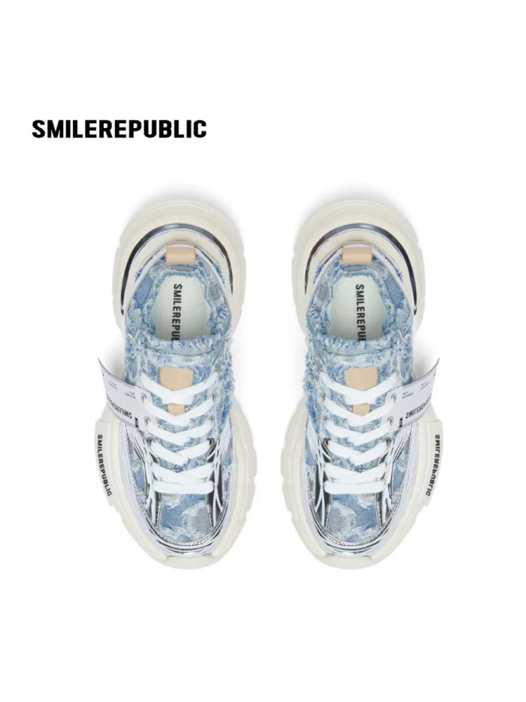 XXXS Denim Blue Silver Slip On Sneaker Canvas Shoes