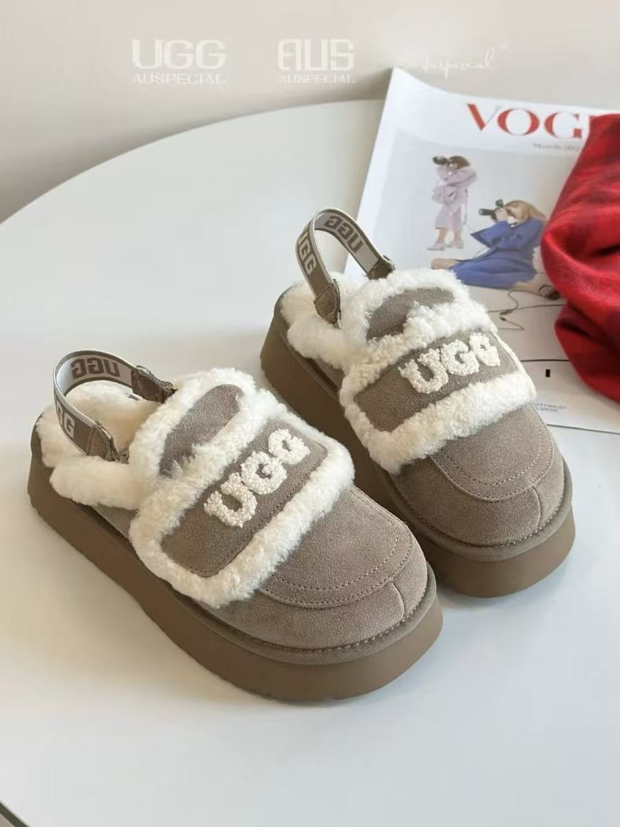 Ozlana Ugg  Fur Slippers(removable velcro patch + heel strap)