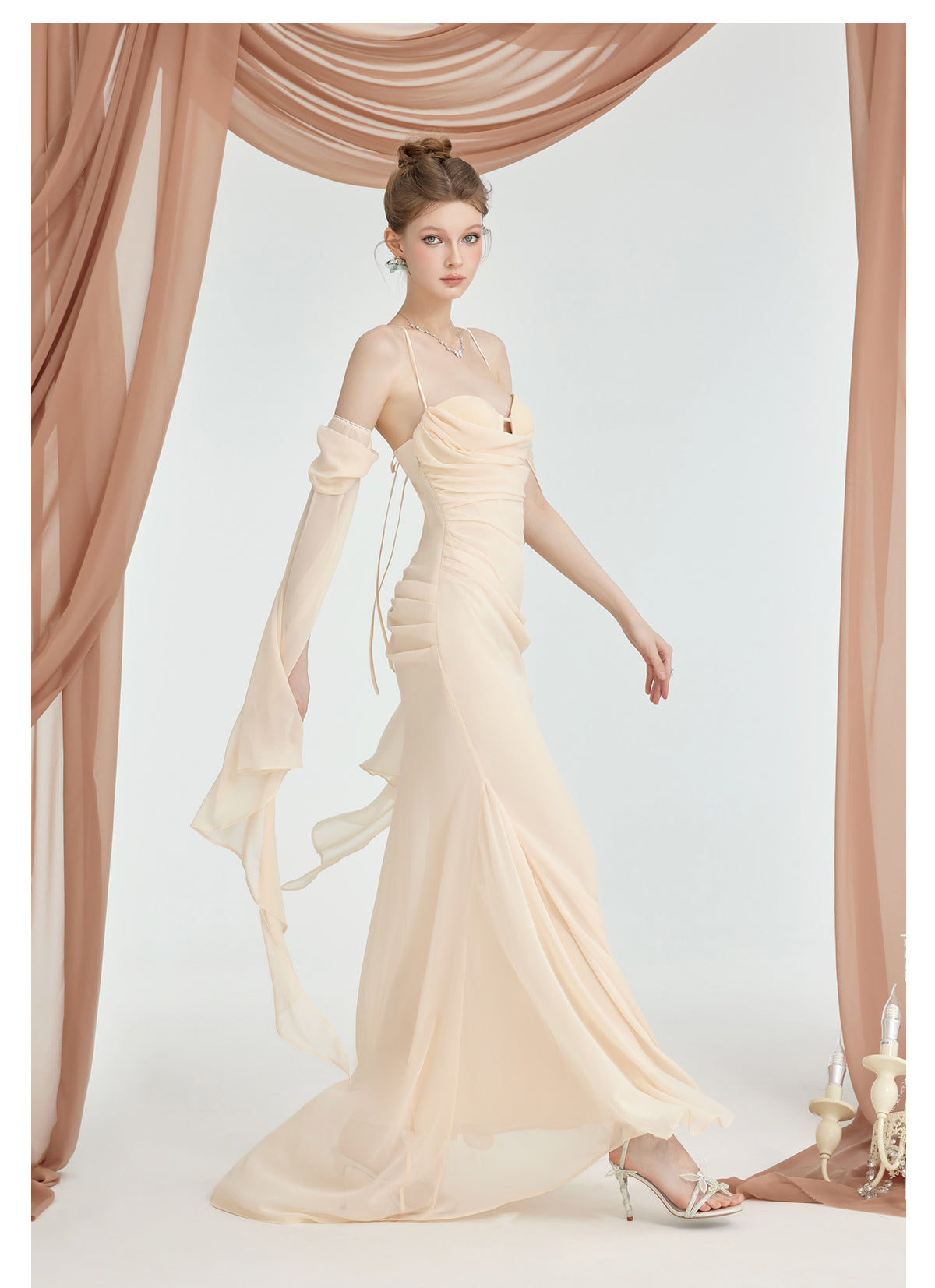 Jasmine Chiffon Backless Corset Sexy Maxi Dress – EMONO