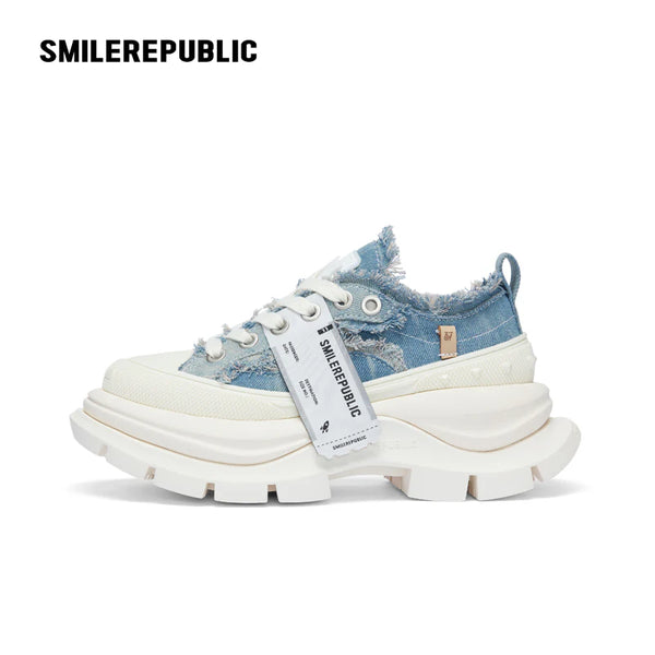 2.0 Smile Queen Denim Blue Thick Sole Low Top Sneaker