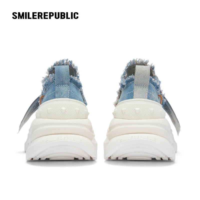 2.0 Smile Queen Denim Blue Thick Sole Low Top Sneaker