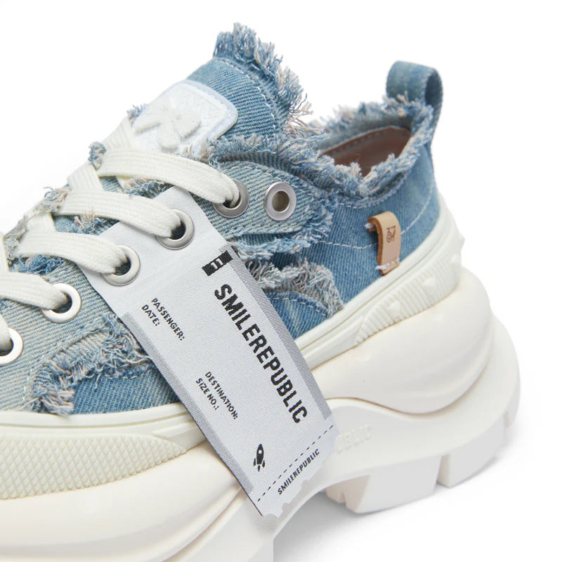 2.0 Smile Queen Denim Blue Thick Sole Low Top Sneaker