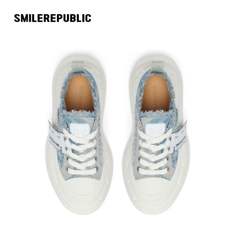 2.0 Smile Queen Denim Blue Thick Sole Low Top Sneaker