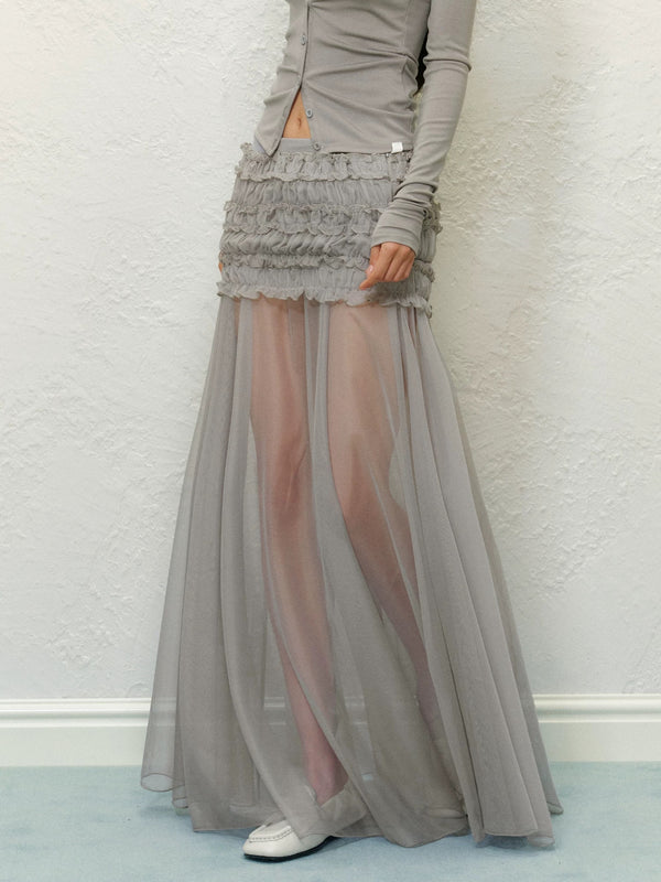 Mesh Panel Transparent Bodycon Skirt