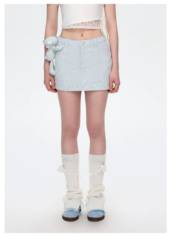 Bear Lace Denim Skirt