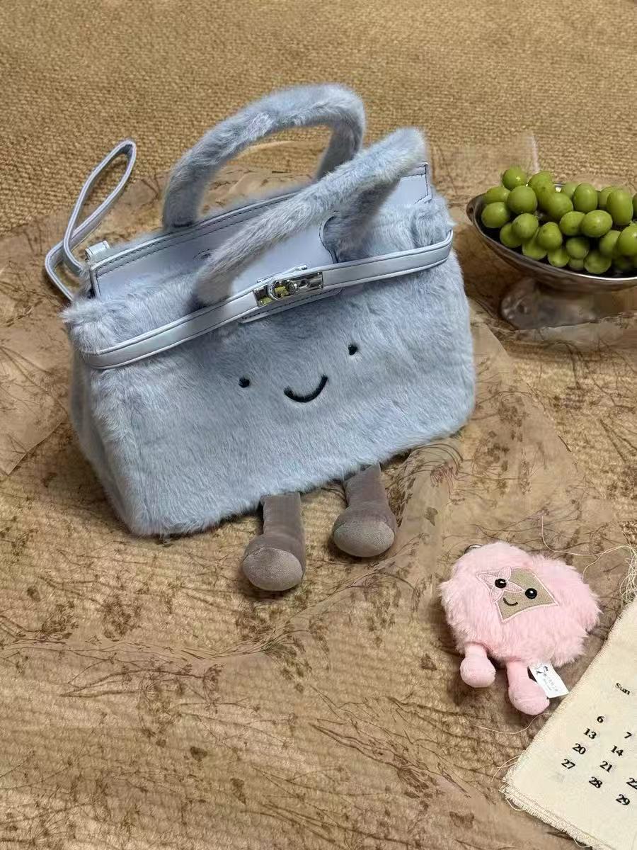 Jelly-Style Fluff Birkin Bag（Plush Handle Version）