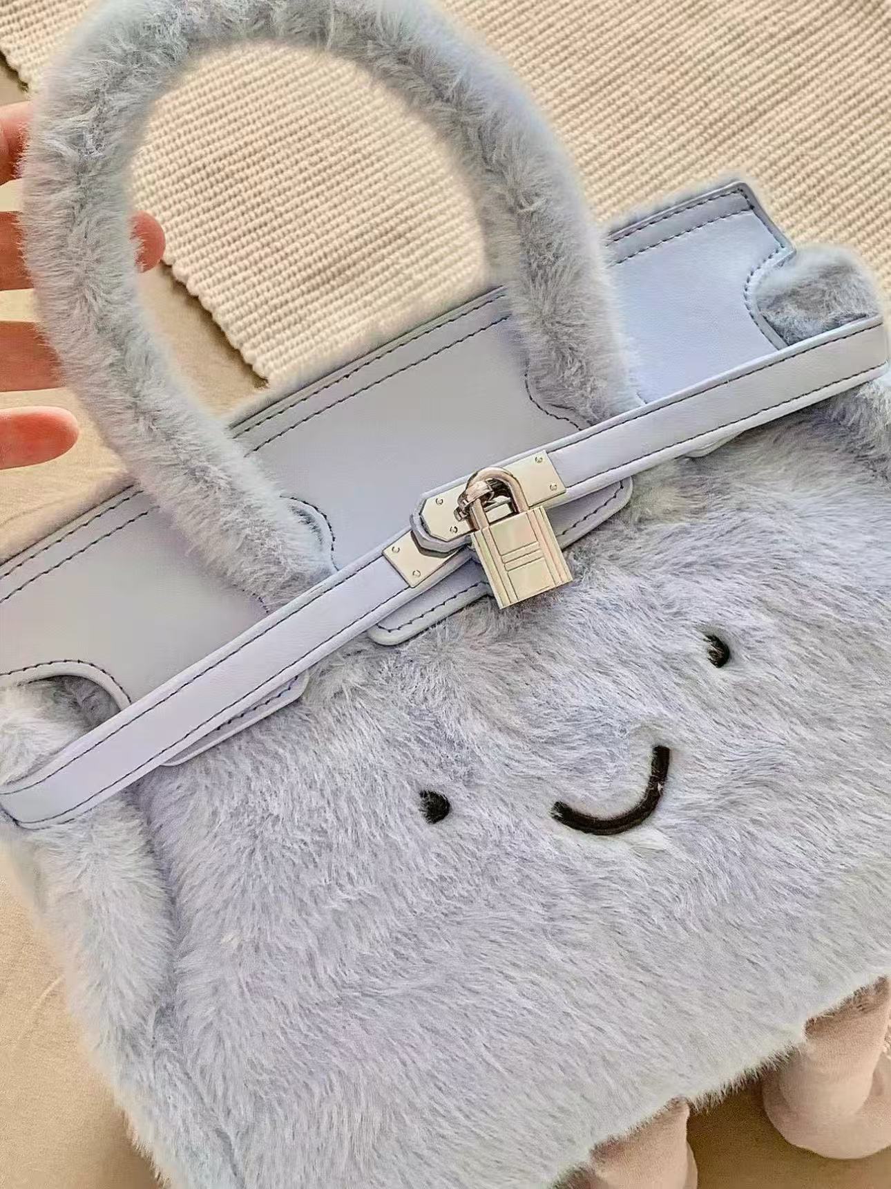 Jelly-Style Fluff Birkin Bag（Plush Handle Version）