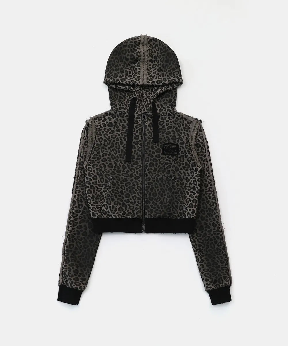 Low Edge Hoodie Slim Fit - Black Leopard