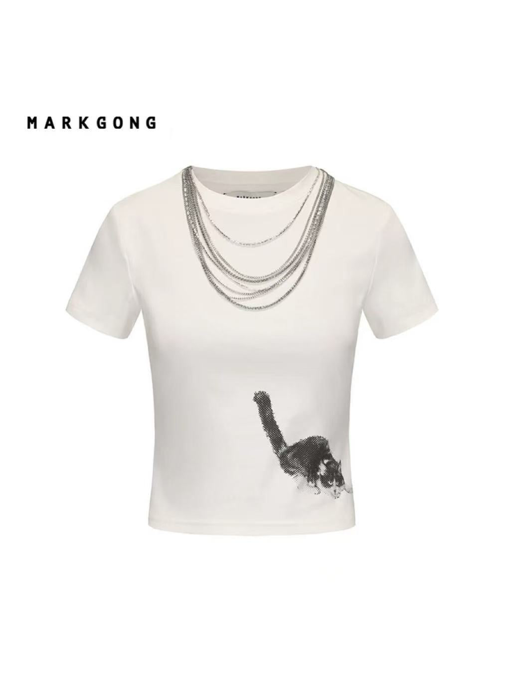 Fitted Kitten Print T-Shirt