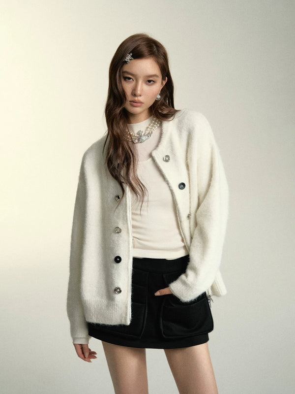 Double-Breasted Zip-Up Cardigan