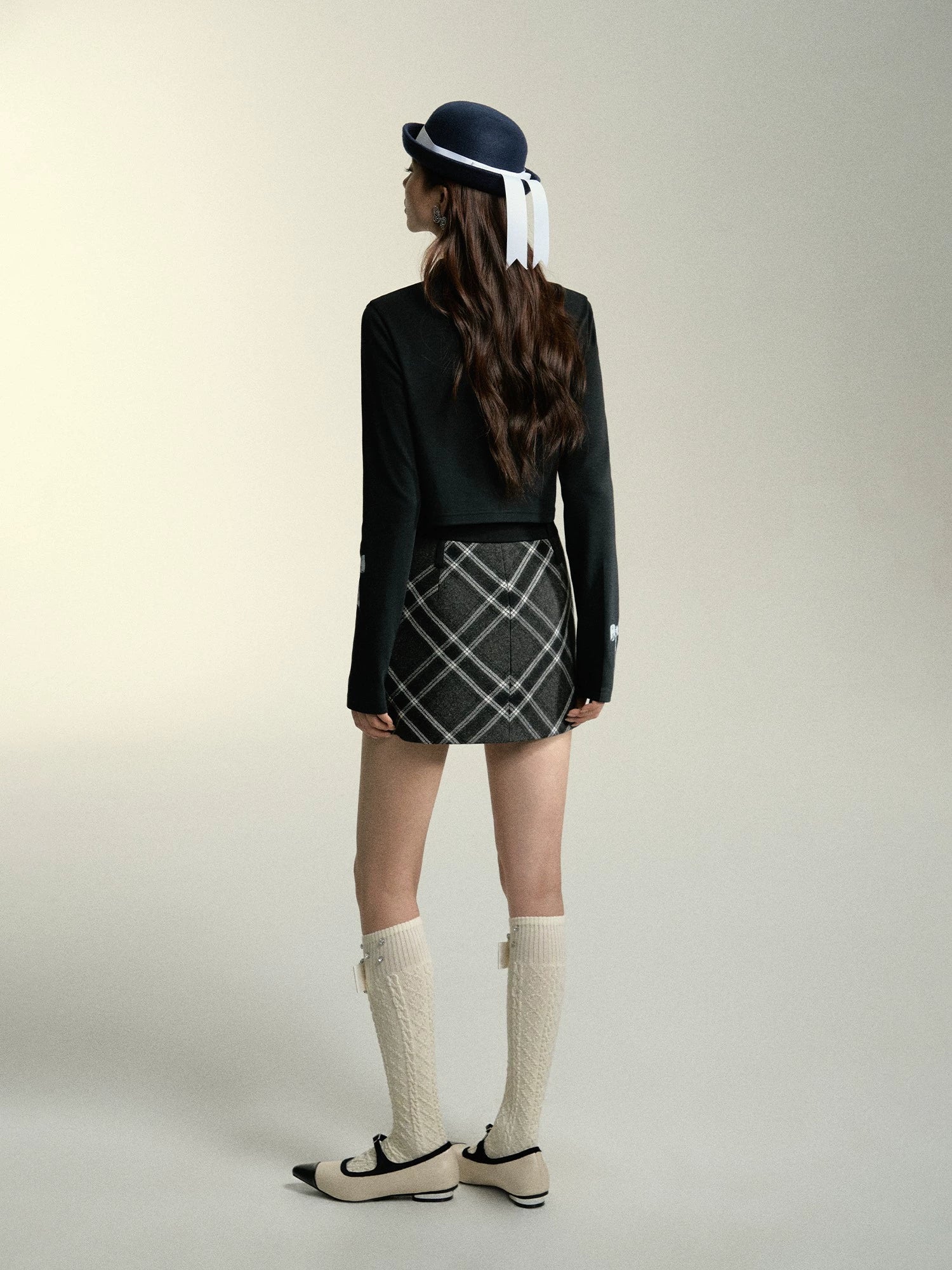 Plaid Color-Block Skirt