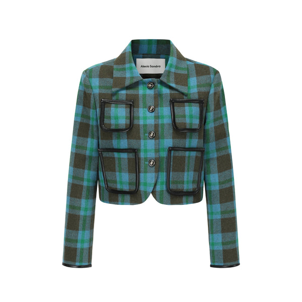 Blue Plaid Cropped Blazer