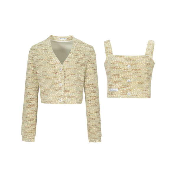 Green Knitted Cardigan Set