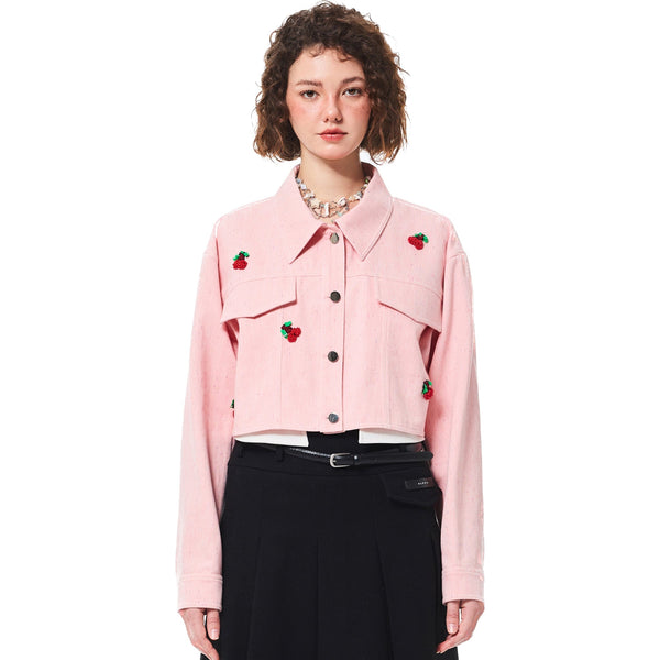 Pink Cherry Decoration Jacket
