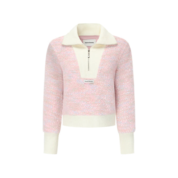 Pink Knitted Cardigan Polo