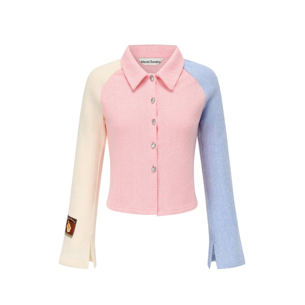 Pink Tri-color Knitted Cardigan